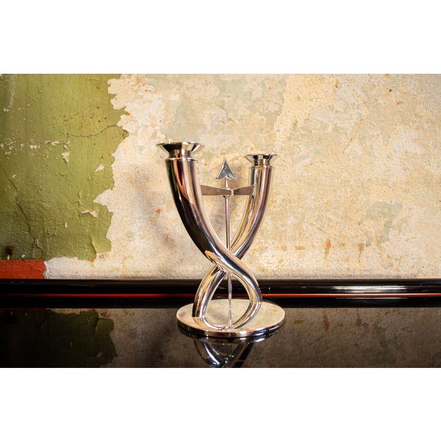 Silver-plated candelabra. Fleche model Designer Gio Ponti Manufacturer Christofle Year 1928 This piece has an attribution...