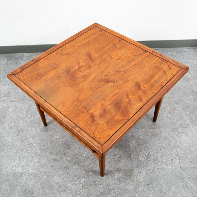 Mid Century Modern End Table Side Square Drexel Kipp Stewart Walnut Corner MCM For Sale - Image 12 of 12