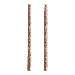 Flora Taper Beeswax Candles in Fawn - a Pair For Sale