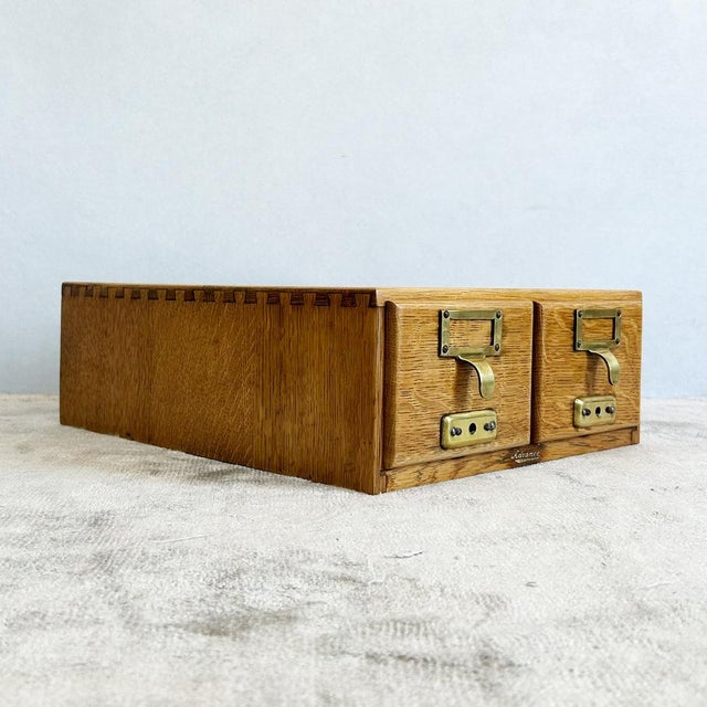 1930s Oak Index Card Cabinet with Drawers, 1930s For Sale - Image 5 of 10