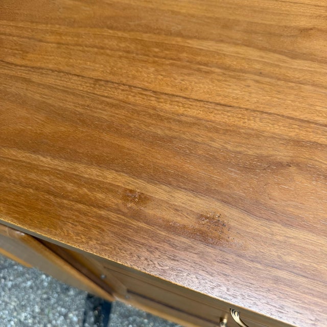 Vintage Broyhill Forward Walnut Lowboy Nine-Drawer Mid Century Dresser For Sale - Image 10 of 12