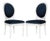 19''H French Brasserie Velvet Oval Side Chair With Silver Nailheads in Navy & Cream - a Pair For Sale