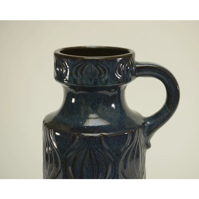 Mid-Century Modern Blue Glazed Ceramic Vase, West Germany, 1960s For Sale - Image 3 of 8