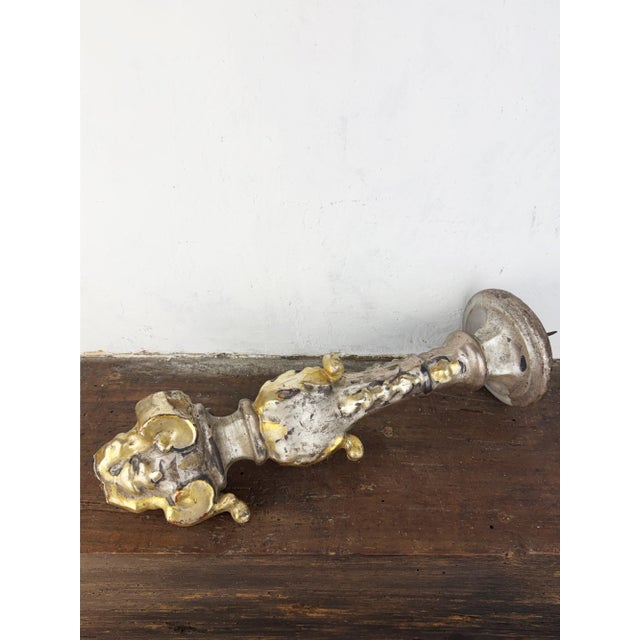 Silver Antique Architecture Wood Altar Fragment For Sale - Image 8 of 14