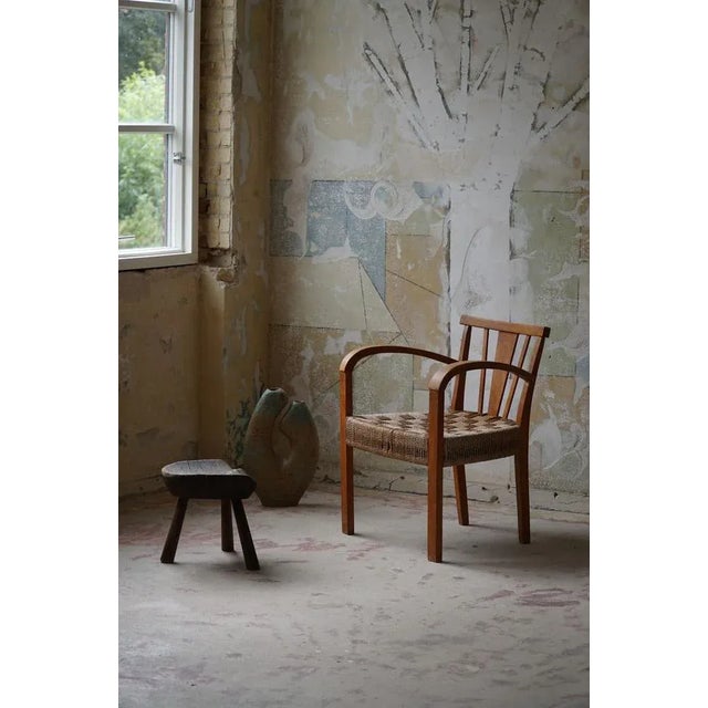 Danish Modern Lounge Chair in Beech and Papercord in the Style of Frits Schlegel, 1930s For Sale - Image 14 of 17