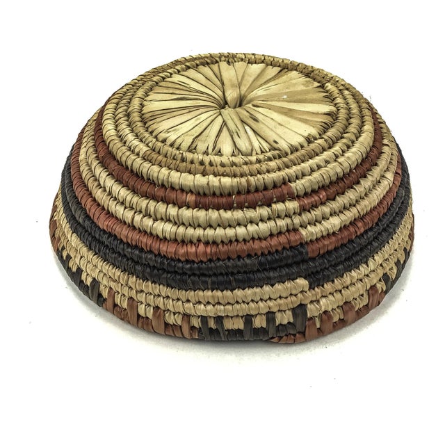 Sienna Artisan Vintage Fiber Rush Woven Basket For Sale - Image 8 of 10