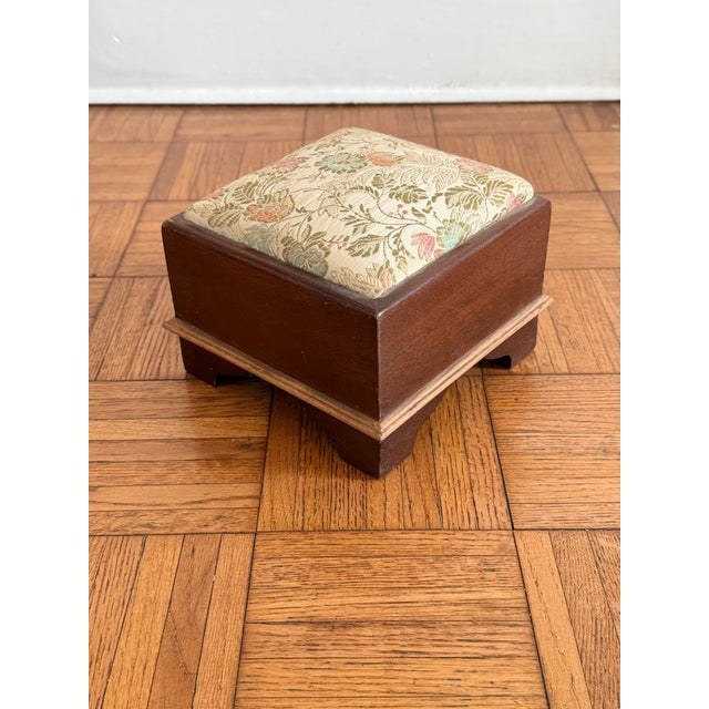 Wood Late 19th Century Victorian Era Mini Upholstered Footstool For Sale - Image 7 of 13