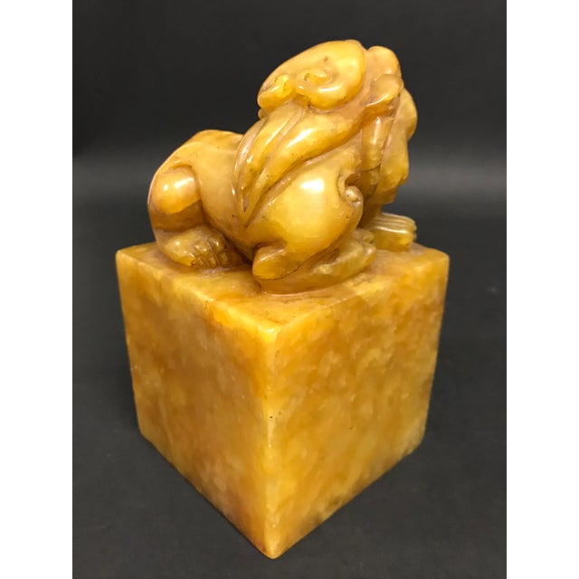 Vintage Chinese Art Carved Soapstone Seal/Stamp With Foo Dog Sculpture For Sale - Image 10 of 11