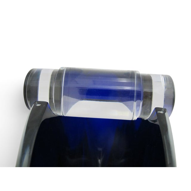 Baccarat Crystal Cobalt Blue Oceanie Kaleidoscope Stopper Sculpture Vase For Sale - Image 11 of 18