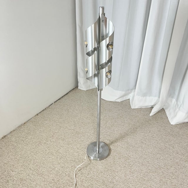 Space Age Brushed Aluminum Floor Lamp, 1970s For Sale - Image 4 of 17