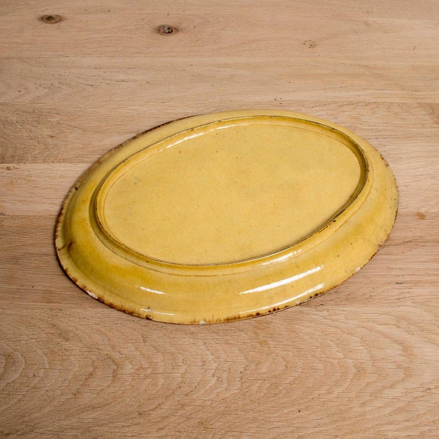 Yellow Large Vintage French Dieulefit Provencal Yellowware Glazed Oval Platter For Sale - Image 8 of 12