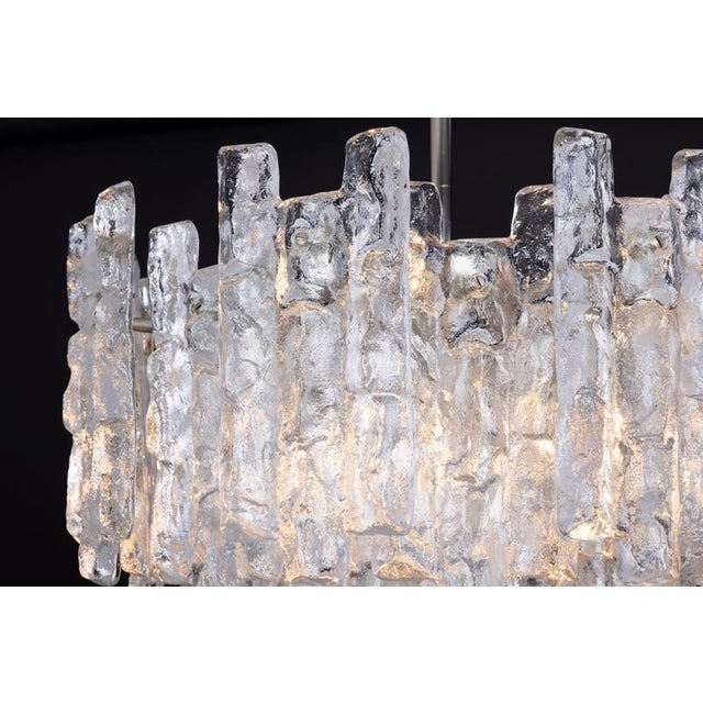 Large Soria Chandelier in Ice Glass from Kalmar, Germany, 1970 For Sale - Image 12 of 14