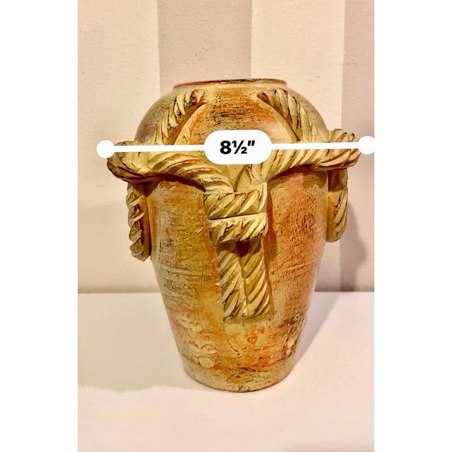 Rustic Antique/Vintage Southwestern Terracotta Pottery Vase With Sculpted Rope Design For Sale - Image 3 of 11