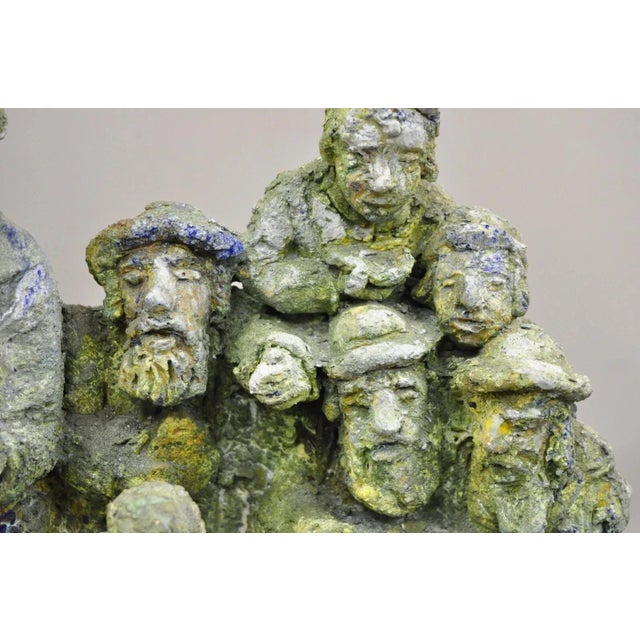 Sculpture Materials "Tashlich" by Samuel M Segal Judaism Vintage Brutalist Green Plaster Sculpture For Sale - Image 7 of 12