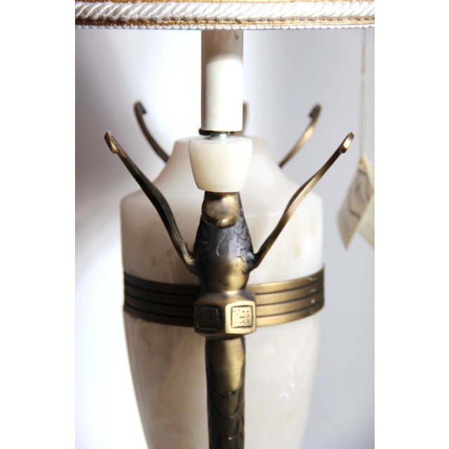 Metal Vintage Italian Alabaster and Brass Table Lamp, 1950s For Sale - Image 7 of 13