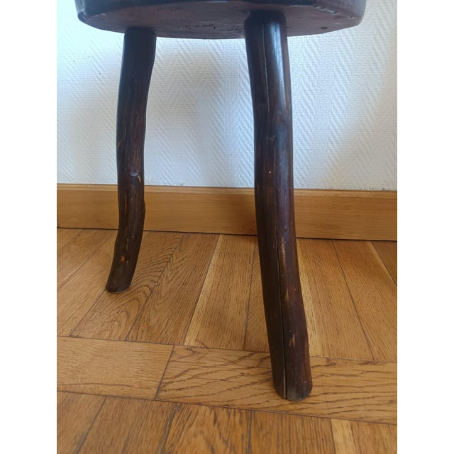 Wood Brutalist Wooden Tripod Stool, 1950s For Sale - Image 7 of 9