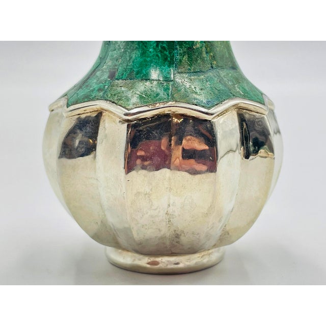 Vintage Emilia Castillo Silver & Malachite Vase, Mexican Silversmithing For Sale - Image 12 of 13