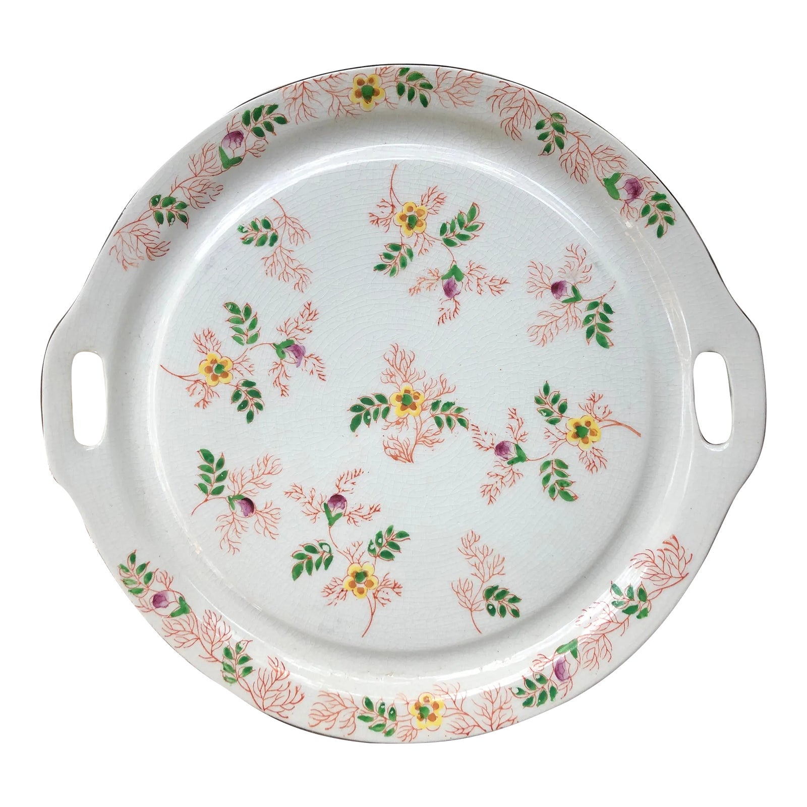 Vintage Hand Painted Floral Chintz Porcelain Cake Plate Chairish