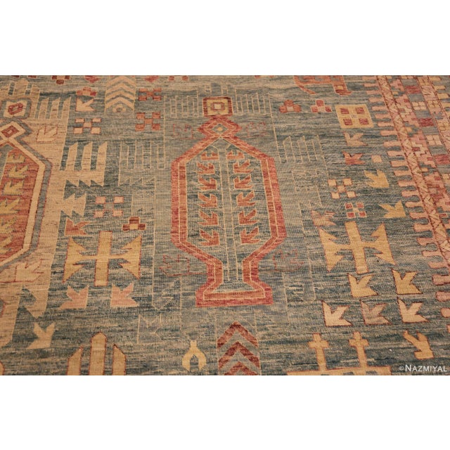 Brown Tribal Animal Geometric Design Contemporary Modern Rustic Area Rug For Sale - Image 8 of 9