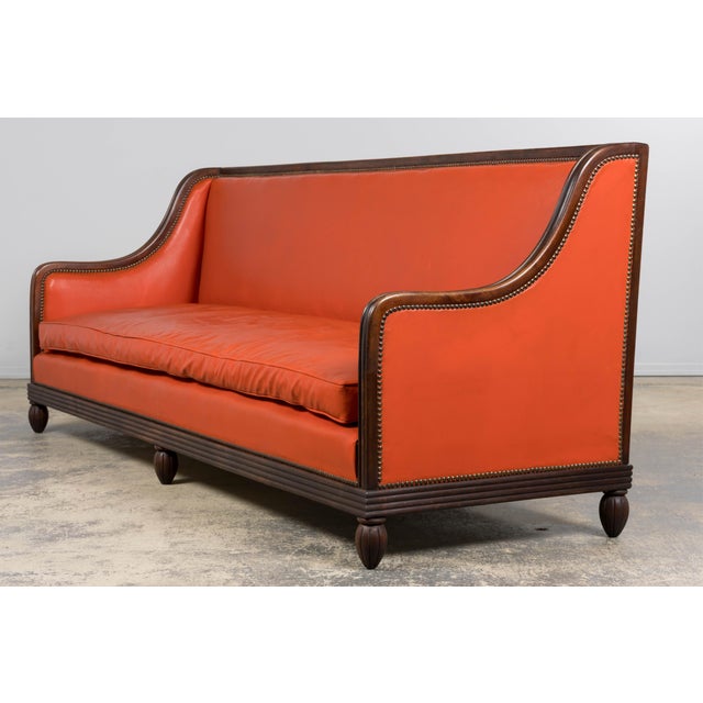 1930s French Art Deco Oak Canape in Faux Leather For Sale - Image 15 of 18
