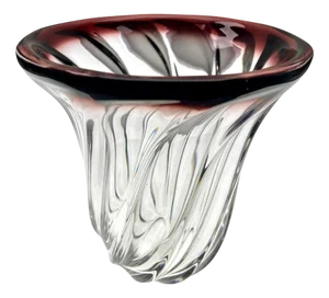 Belgian Sculpted Crystal Core Vase from Val Saint Lambert, 1950