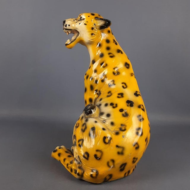 1960s Large Vintage Ceramic & Plaster Cheetah Sculpture, 1960s For Sale - Image 5 of 14