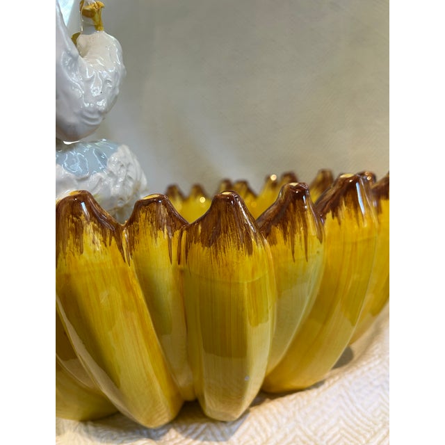 Yellow 1980’s Horchow Italian Majolica Ceramic Monkey and Banana Bowl For Sale - Image 8 of 12