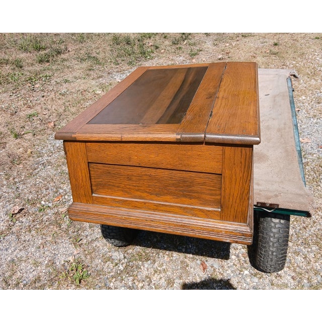Antique Oak 4 Drawer Lift Top Spool Cabinet Desk 1890s For Sale - Image 9 of 12