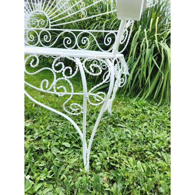 Mid 20th Century Vintage White Metal Salterini Style Peacock Settee For Sale - Image 5 of 12