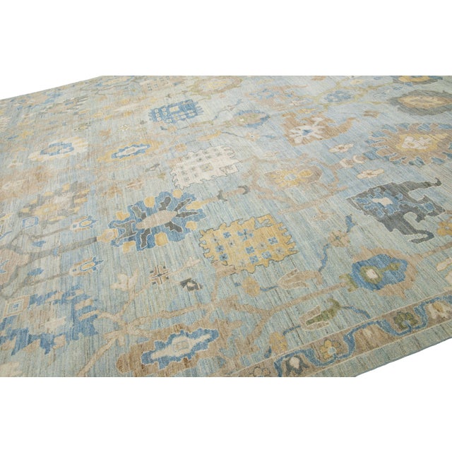 Apadana's Modern Blue Oversized Sultanabad Wool Rug With Allover Design For Sale - Image 10 of 10
