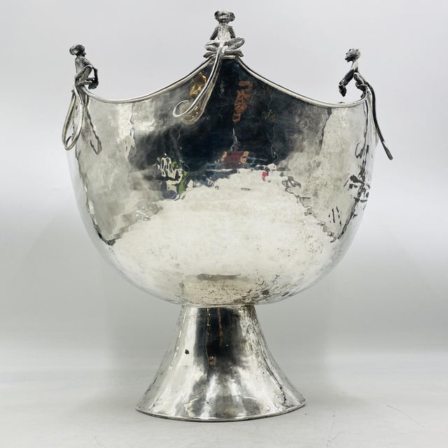 Emilia Castillo 1980s Emilia Castillo, Silver-Plated "Monkey" Punch Bowl, Mexican Modernism For Sale - Image 4 of 18
