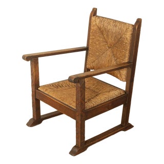 Vintage Brutalist Wooden Armchair For Sale