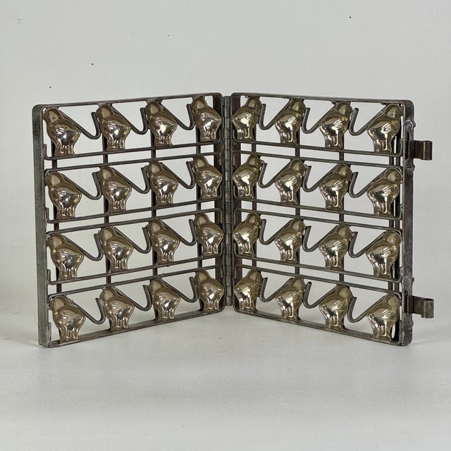 Late 19th Century Antique 16 Count Baby Chicks Metal Hinged Chocolate Mold For Sale - Image 5 of 6