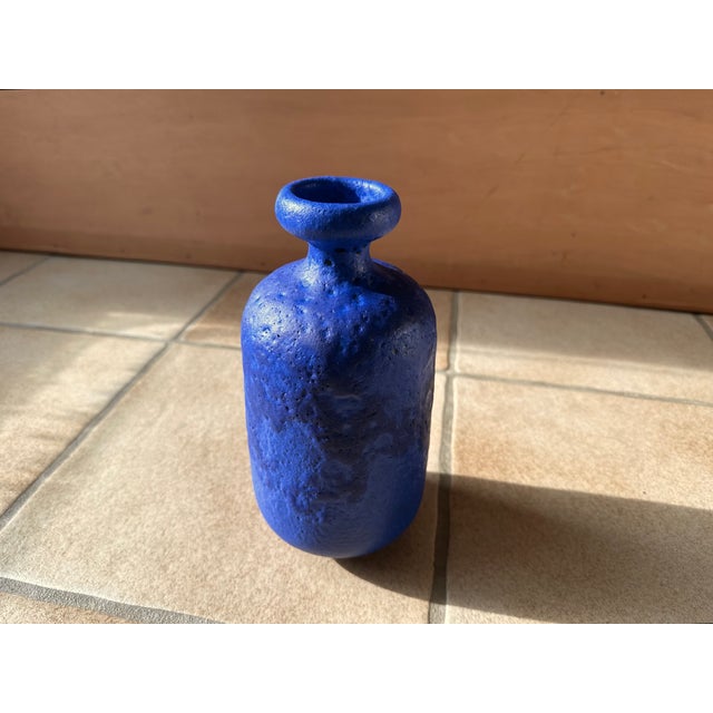 Studio Ceramic Art Vase with Blue Lava Glaze by Hartwig Heyne for Hey Keramik, West Germany, 1970s For Sale - Image 11 of 16