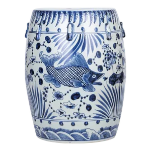 Blue Fish Ceramic Garden Stool