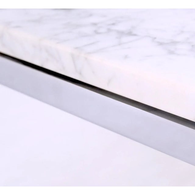 Florence Knoll Square Marble Top Solid Chrome Base Side End Coffee Center Table For Sale - Image 11 of 13