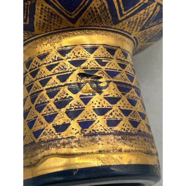 1990s Mary Rich Gilded Footed Porcelain Bowl – Blue & Gold Studio Pottery, Signed For Sale In Los Angeles - Image 6 of 9