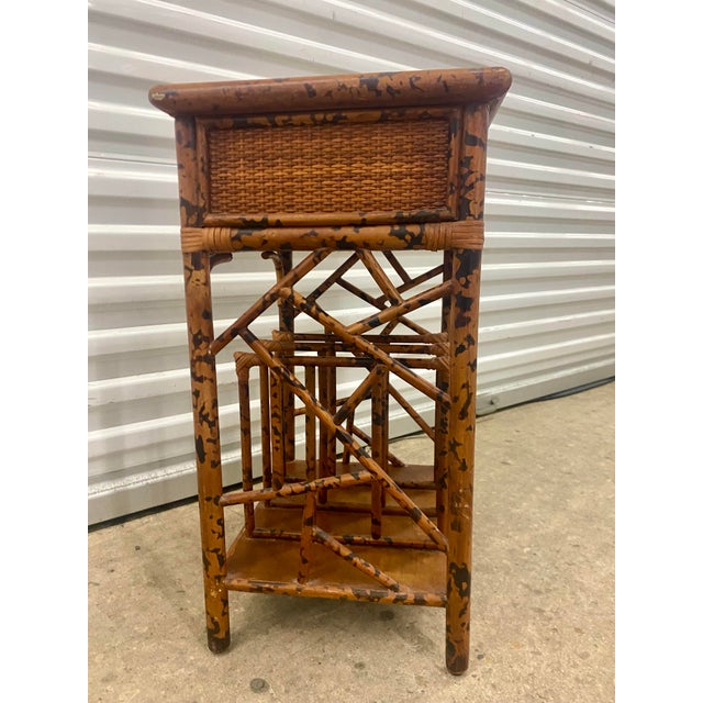 70s Faux Bamboo Cane Magazine Rack Side Table . For Sale - Image 10 of 12