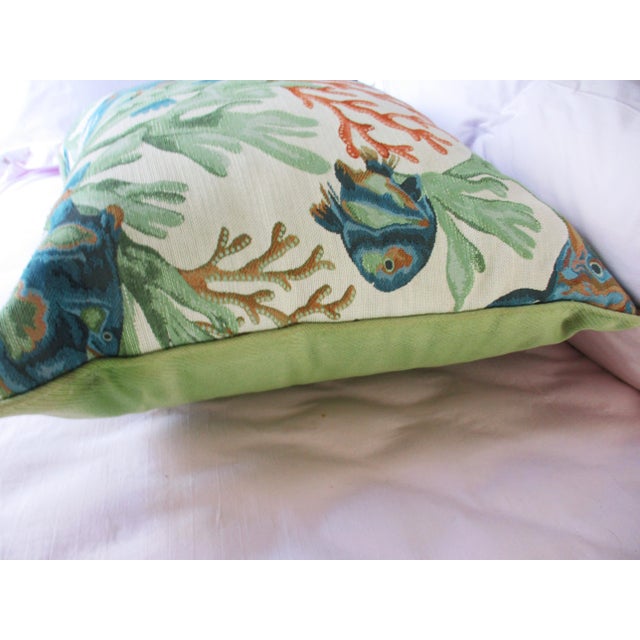 2000 - 2009 Vintage Coastal Rainbow Fish & Coral Design Feather & Down Throw Pillow For Sale - Image 5 of 8