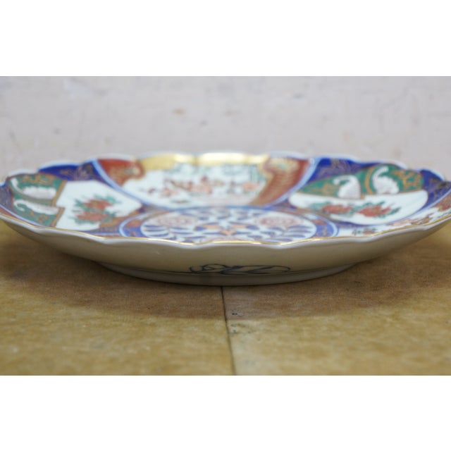 Antique Japanese Scalloped Floral Porcelain Imari Dinner Plate 10" For Sale - Image 6 of 9