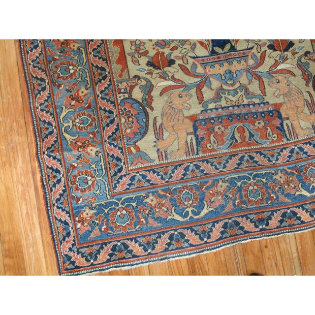 Textile 19th Century Zabihi Collection Persian Pictorial Doroksh Prayer Rug - 4'3" x 6'1" For Sale - Image 7 of 8
