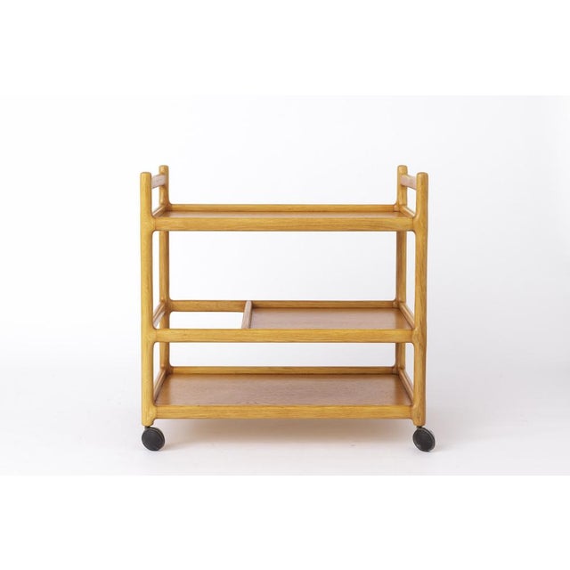 Vintage Danish Serving Trolley Oak, 1970s For Sale - Image 10 of 11