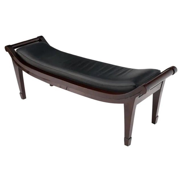 Leather & Lacquered Mahogany Post Modern Window Bench For Sale - Image 11 of 11