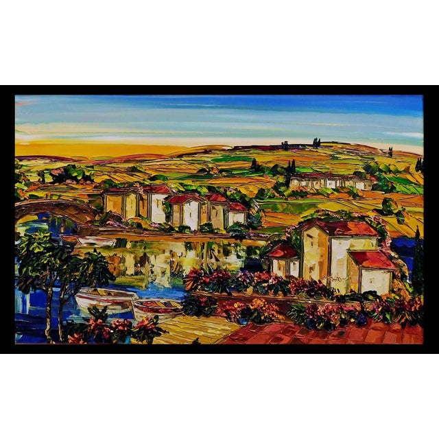 Impressionist Maya Eventov Tuscan Scene Original Acrylic Painting on Canvas Landscape Framed For Sale - Image 3 of 8