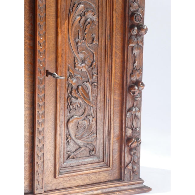 Antique Gothic Hand-Carved Wood Medicine Cabinet For Sale - Image 9 of 11