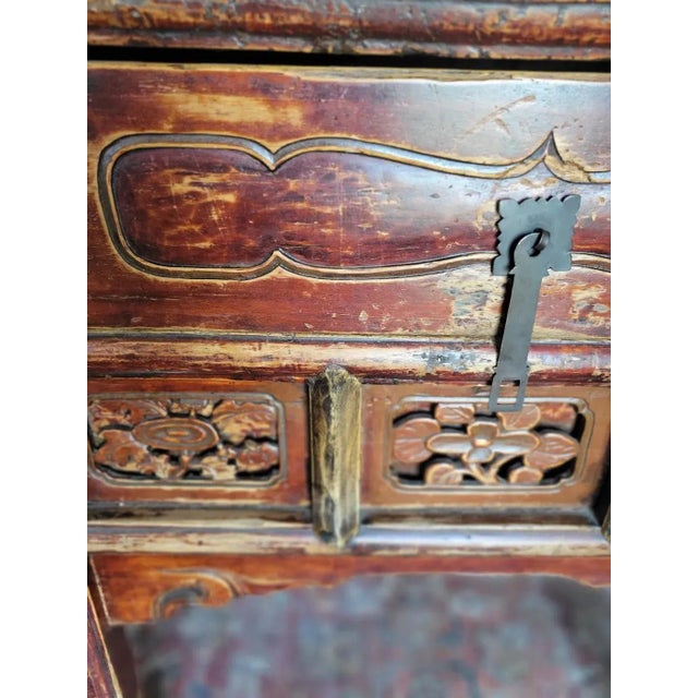 Vintage Imported Chinese Sideboard With Waxed Seal and Hidden Compartment For Sale - Image 9 of 13