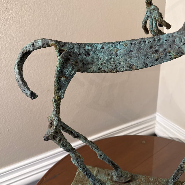 Verdigris Early 21st Century Bronze Artist Made Brutalist Style Centar Sculpture For Sale - Image 8 of 10