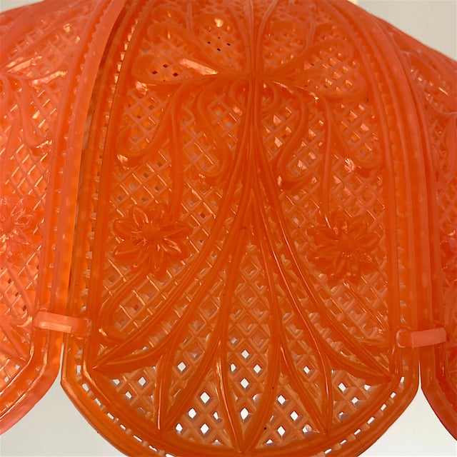 Farmhouse Red Acrylic Lace Effect Hanging Light Chandelier, Ukraine, 1970s For Sale - Image 14 of 18