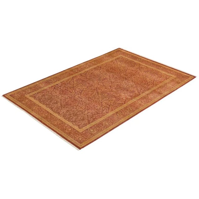 Orange Mogul Collection Hand-Knotted Area Rug - Orange 4' 3" x 6' 3" For Sale - Image 8 of 9