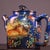 Traditional Vintage Yixing Zisha Teapot With Box – Painted Enamel Tiger & Buffalo Motif For Sale - Image 3 of 9